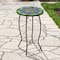 19" Green & Blue Peacock Flower Tail Glass Patio Side Table